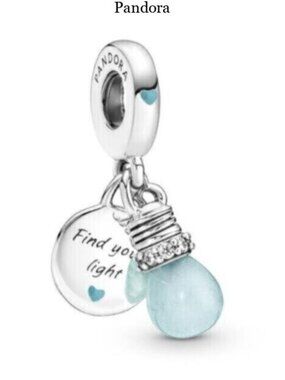 Pandora Silver Blue Light Bulb�M?Pendant , Dangle S925ALE Charm